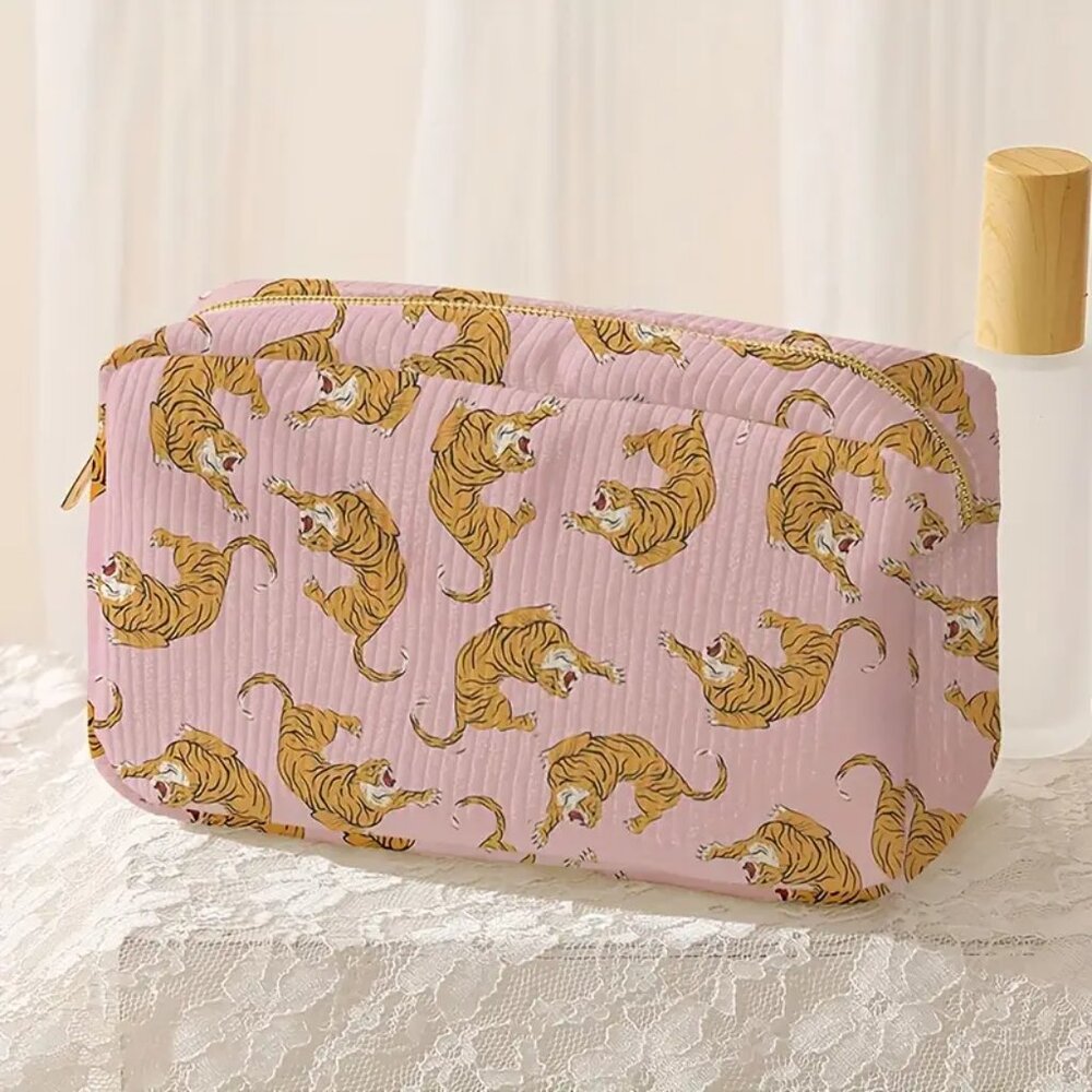 NEW Tiger Pattern Polyester Cosmetic Bag - Picture 5 of 8